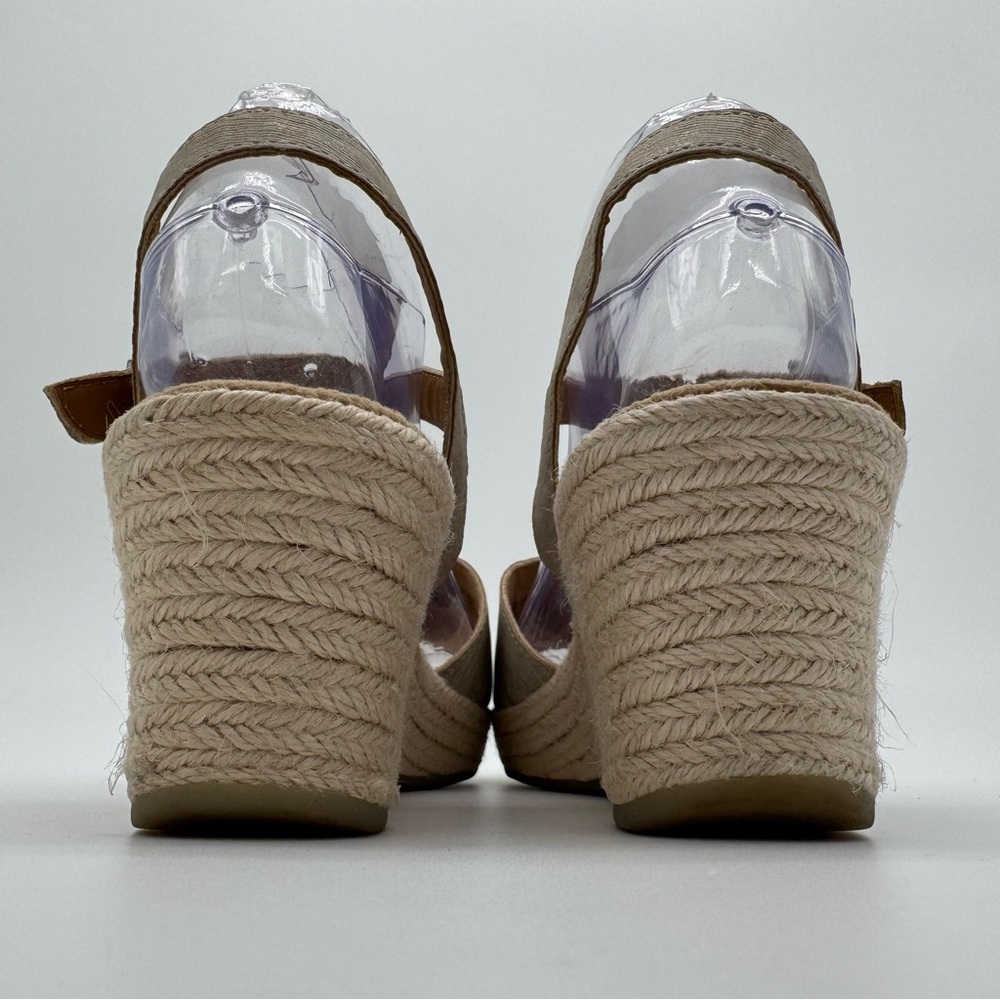 Born Tan Gold Canvas Flower Espadrille Wedge Sandal Size 9 M - Picture 4 of 10